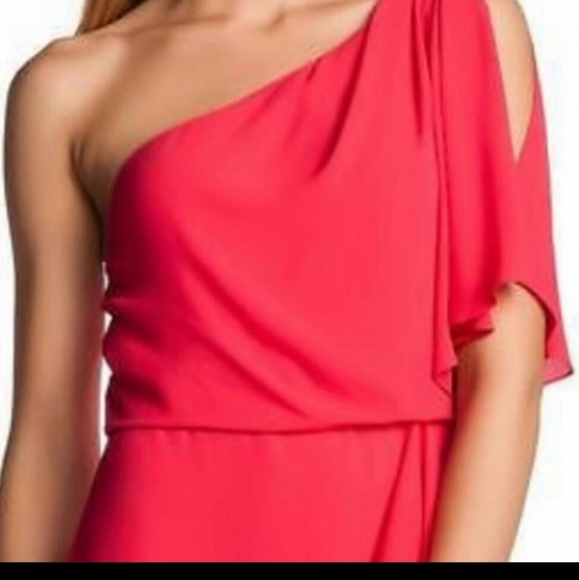 NWT BCBGMAXAZRIA  "Kendal" lipstik red Gown One Shoulder - Picture 2 of 11